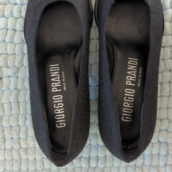 GIORGIO PRANDI | Vintage 90s Dark Gray Fabric Block Heels - Picture 2 of 9